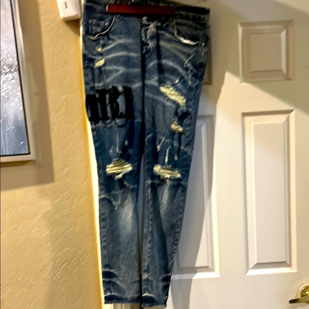 AMIRI Mens Distressed Skinny Jeans 34x32